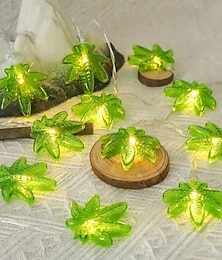 billige -led grønt blad fe lyssnor 1,5m 10led batteridrevet til jul valentinsdag soveromsfest bryllup Thanksgiving morsdag sommer hage dekorasjon