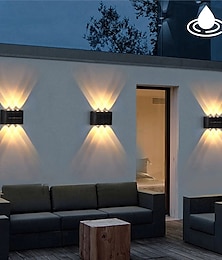 billiga -2st utomhus vägglampor solar vattentät led lampa veranda vägglampor 6leds gårdsbelysning för trädgård balkong dekorativt landskap gatubelysning