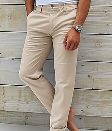 abordables -Hombre Chinos pantalones pantalones chinos Botones Bolsillo Plano Comodidad Diario Estilo clásico Negro Blanco Microelástico
