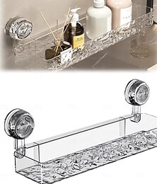 economico -Supporto portaoggetti a ventosa ondulato, mensola con ventosa con motivo a ghiacciaio chiaro, scaffale portaoggetti da cucina senza foratura, scaffale portaoggetti trasparente da parete, organizer e