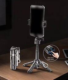 お買い得  -16インチリトラクタブルセルフィースティック三脚、ワイヤレスリモコン、360°回転スタンド、ワンタッチリリース、USB充電式、スマートフォン互換