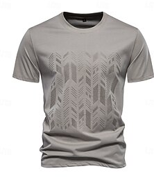 economico -Per uomo Maglietta Manica Corta Girocollo Estate Primavera Geometrico Maglieria Vacanza Vintage Ricamato Ricamo Scuola Allenamento All'aperto Nero Bianco Verde chiaro Maglietta Top per Uomo