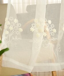abordables -Lot de 2 rideaux semi-transparents brodés haut de gamme de style coréen pour fenêtre, salon, chambre à coucher, salle à manger, bureau