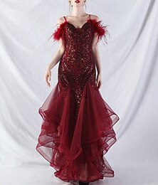 abordables -Sirène / Trompette Robes de Quinceanera Élégant Robe Formel Mariage Longueur au sol Sans manches Col en V Tulle Dos nu avec Froncé 2025