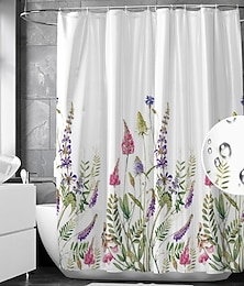 Недорогие -Занавеска для душа с крючками 180см*180см (70"*70") подходит для разделения мокрой и сухой зоны в ванной водонепроницаемая стойкая к маслу цветочный ботанический пейзаж