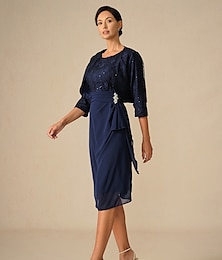 abordables -Femmes Longueur du thé Robe en Dentelle Robe de Soirée Robe de Cocktail Robe d'invité de mariage Élégant Mode Fête Formel robe demoiselle d honneur Cocktail Coupe régulière Couleur Unie Manche 3/4