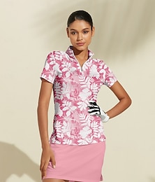 abordables -Femmes T-shirt POLO Rose Manche Courte Top Vêtements de golf pour femmes, tenues, vêtements