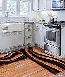 cheap -Wooden Texture Kitchen Mat Hallway Carpets Area Rugs Washable for Bedroom Living Room Kitchen Bathroom Anti-Slip Floor Mats