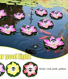 preiswerte -1 pc Solar Teich Lotus Wasser schwimmende Licht Outdoor Garten Licht Hof wünschen Lotusblatt Licht Teich Schwimmbad Dekor Beleuchtung Wasser schwimmende Licht