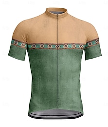 abordables -Homme Maillot de cyclisme Graphique Géométrique Rétro Manche Courte Cyclisme Maillot Top avec 3 poches arrière Résistant aux UV Séchage Rapide Fermeture Éclair Frontale Bandes réfléchissantes Des