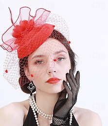 voordelige -Helm Tule Veren Bruiloft Avond Feest Elegant Bruiloft Met Veer Tule Helm Hoofddeksels