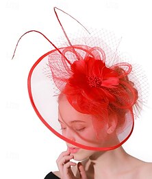 economico -Copricapo Piume Sinamay Matrimonio Festa serale Elegante Matrimonio Con Piuma Fiore Copricapo Copricapo