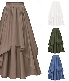 levne -Retro Středověké Renesanční Po kotníky Sukně Maxi sukně Pevná barva A-Linie Maškarní kostým Dámské Keltské Pirát Plesová maškaráda Běžné / Denní Dospělé Sukně