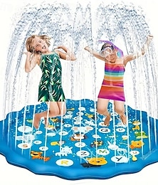 זול -צעצוע חיצוני יוקרתי גדול במיוחד בגודל 100 ס"מ/39.37 אינץ' - בריכת שחייה ניידת עם ספרינקלרים אלפבית  & מחצלת לימוד מספרים תוססת בעיצוב קשת בענן חומר pvc אידיאלי לצעירים בגילאי 3-5 בקיץ
