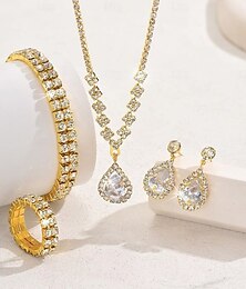 abordables -collier et boucles d'oreilles en forme de goutte sertis de diamants, chaîne de collier légère et exclusive, ensemble à la mode et quatre pièces