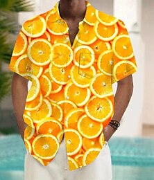 economico -Per uomo Frutta Illusione ottica Arancione Camicia Camicia hawaiana estiva Camicia con Bottoni Manica Corta Hawaiano Vacanza Ferie Abbigliamento mare Estate Primavera Collo ripiegato Stampa 3D