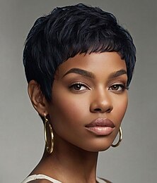 economico -Parrucche corte con taglio pixie, parrucche sintetiche per donne nere, parrucche corte, acconciature femminili