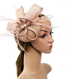abordables -Coiffe Lin Chapeau Fedora Mariage Anniversaire Soirée Fête du thé Course de Chevaux ancien Mignon Avec Floral Casque Couvre-chef