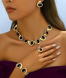 economico -Set di orecchini 1 Set Lega 1 Bracciale 1 Anello Orecchini Collana Per donna Moda Parure di gioielli Per Ospite di nozze Regalo Festival