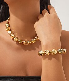 abordables -Parure de bijoux 2 Plaqué argent 1 Collier Bracelets Femmes Punk ancien Élégant Mignon Perles Béni irrégulier Parure de Bijoux Pour Soirée Rue Fête