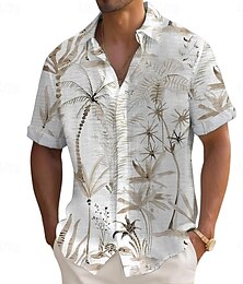economico -Per uomo Albero di Cocco Piante Tropicali Camicia casual Camicia hawaiana estiva Camicia con Bottoni Manica Corta Hawaiano Vacanza Ferie Abbigliamento mare Estate Primavera Collo ripiegato Stampa 3D