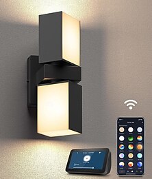 abordables -Applique murale LED d'extérieur/intérieur à 2 têtes, application Tuya Amat, angle de faisceau réglable, lampe de porche LED, lampe d'extérieur 110-240 V