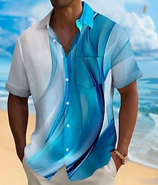 economico -Per uomo Geometrico Colore sfumato Arte astratta Camicia Camicia casual Camicia con Bottoni Manica Corta Moda Casual Vacanza Ferie Abbigliamento casual alla moda Estate Primavera Collo ripiegato