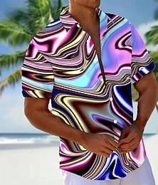 economico -Per uomo Geometrico Arte liquida astratta Camicia Camicia casual Camicia con Bottoni Manica Corta Moda Casual Vacanza Ferie Abbigliamento casual alla moda Estate Primavera Collo ripiegato Stampa 3D