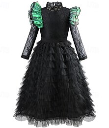 preiswerte -Hexe Fee Elphaba Kleid Tüllkleider Film Cosplay Kostüm Karnevalskostüm Walpurgisnacht Verkleiden Film Cosplay for Mädchen Kinder Halloween Karneval Welttag des Buches Leistung Party Comic-Konzert