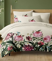 preiswerte -Floral Bettwäsche Set 100% Baumwolle Weiche und atmungsaktive Bettwäsche mit bunten Blumen Leichtgewichtiger und langlebiger Bettbezug Bequem für alle Jahreszeiten Pflegeleicht