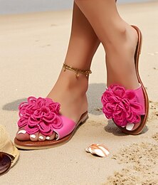 economico -Sandali da spiaggia con fiori da donna – scarpe basse da spiaggia in stile boho con design floreale 3D per le vacanze estive e l'abbigliamento casual