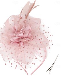 economico -Cappello da fascinator, fascia per capelli con piume, copricapo da donna per feste da tè con clip, fascia per capelli con fiori per ragazze &amplificatore