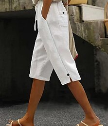 economico -Per donna Pantaloni capri Pantaloni Eleganti Casual Lunghezza al polpaccio Naturale Semplice Tasca Design con Coulisse Elastica Comodo All'aperto All'aperto Uscire Rosso arancione Bianco Rosa Blu