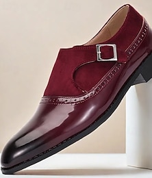 preiswerte -Burgunderrote Monk-Schuhe aus Lackleder für Herren mit Schnalle – elegante Ballschuhe für formelle Anlässe