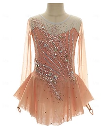 halpa -Taitoluistelupuku Naisten Tyttöjen Luistimet Hameet Oranssi Tilkkutäkki Peukalonreikä Silmukka Spandex Elastinen Kouluts Harjoittelu Ammattilainen Luisteluasu Pidä lämpimänä Kristalli / Strassi