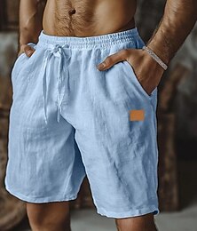 economico -Per uomo Shorts Shorts di Lino Pantaloncini Estivi Shorts da Spiaggia Pantaloncini larghi Coulisse Elastico in vita Gamba Dritta Semplice Comodità Traspirante Lunghezza al ginocchio All'aperto