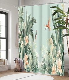 Недорогие -Занавеска для душа с 12 крючками 180 см * 180 см (70" * 70") полиэстер машинная стирка водоотталкивающий тропический узор листьев растений