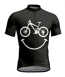 abordables -Hombre Maillot de Ciclismo Manga Corta Bicicleta Camiseta Maillot con 3 bolsillos traseros Resistente a los rayos UV Transpirable Secado rápido Cremallera delantera Negro Deportes Ropa