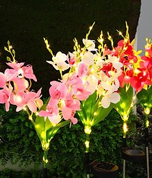 abordables -Lot de 2 lampes solaires d'extérieur étanches en forme de fleurs, luminaire décoratif d'extérieur, idéal pour un jardin, une terrasse, une cour, un sentier ou des vacances