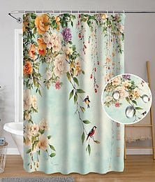 economico -Tenda da doccia con ganci 180cm*180cm (70"*70") in poliestere lavabile waterproof decorazione per bagno vasca con fiori e piante