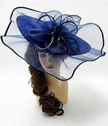 abordables -Tocado Sombrero Fedora de Sinamay Fiesta de Boda Noche Fiesta de Té Carrera de Caballos Cóctel Vintage Lindo Con Adorno de Plumas