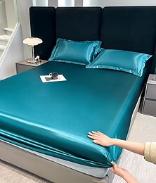 abordables -Cubierta de colchón de seda satinada antideslizante a prueba de orina funda de cama de seda lavada cubierta protectora Simmons