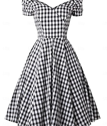 levne -Retro 50. léta Rockabilly Polední Šaty Šaty na šaty Flare šaty Pod rameny Vzor gingham A-Linie Dámské Dovolená Čajový dýchánek Párty a večer Dospělí Šaty Léto