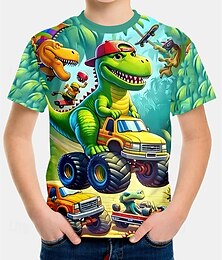 preiswerte -Jungen 3D Dinosaurier T-Shirt Kurzarm Sommer Frühling Mode Basic Kinder 4-12 Jahre Rundhalsausschnitt Outdoor Lässig Täglich Normale Passform