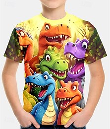 billige -Gutt 3D Dinosaur T skjorte T-skjorte Kortermet Sommer Vår Mote Grunnleggende Barn 4-12 år Crew-hals utendørs Avslappet Daglig Normal