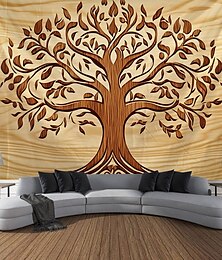 billige -Livets Tre Hengende Teppe Veggkunst Stor Tapestry Mural Dekor Fotograf Bakgrunn Teppeserviett Gardin Hjem Soverom Stue Dekorasjon Gull Elefant