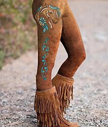 olcso -Női Leggings Nadrág Szabadság Vintage Divat Teljes Hosszú Magas Derék Grafikai Csíkos Nyomtatás Lélegző Puha Rugalmas Szabadság Kényelmes Napi Szürke Fekete Barna Nyár Tavasz Normál Fit