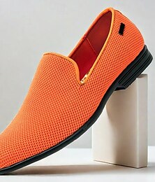 billige -knalloransje pustende netting-loafers for menn – uformelle festsko til skoleballfest for sommerarrangementer
