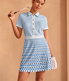 abordables -Femmes Robe de golf Bleu Sans manches Robe Vêtements de golf pour femmes, tenues, vêtements