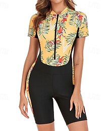 abordables -Femmes Maillot Anti UV Maillot de bain 1 pièce Protection Solaire UV UPF50+ Léger manche longue Spandex Maillot de Bain maillot de bain ​fermeture éclair sur le devant Natation Surf Plage Sports